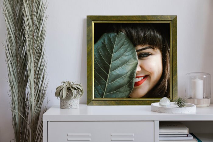 ramka na zdjęcie zielona ze złotem tokio