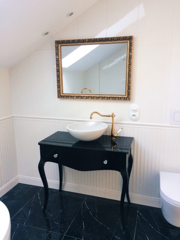 lustro w ramie zdobione barokowe złote łazienka