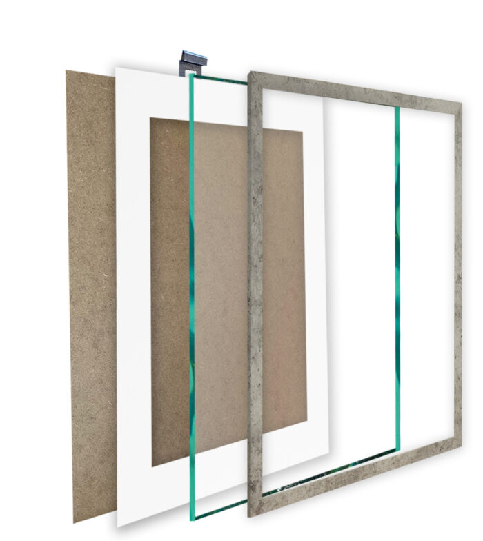 ramka z passe partout szkło szybabeton loft