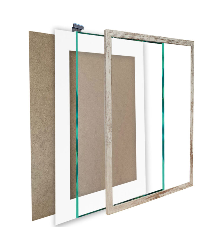 ramka ze szkłem kwadratowa sosna antyk z passe partout