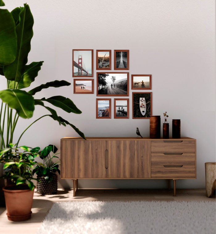 aranżacja barcelona brąz salon zestaw ramek