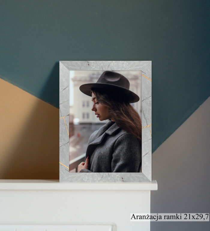 real foto zdjęcie ramki fotoramka marmur ze złotem szara ze złotem