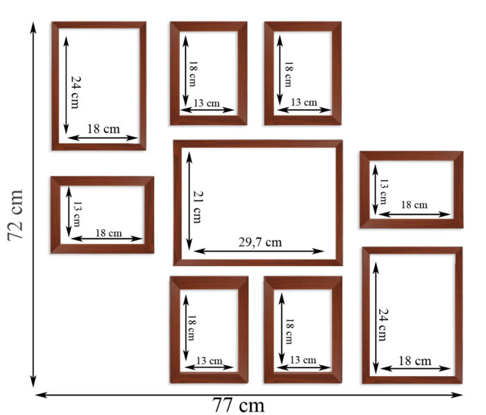 szablon układ wymiary brąz mulirama zestaw ramek
