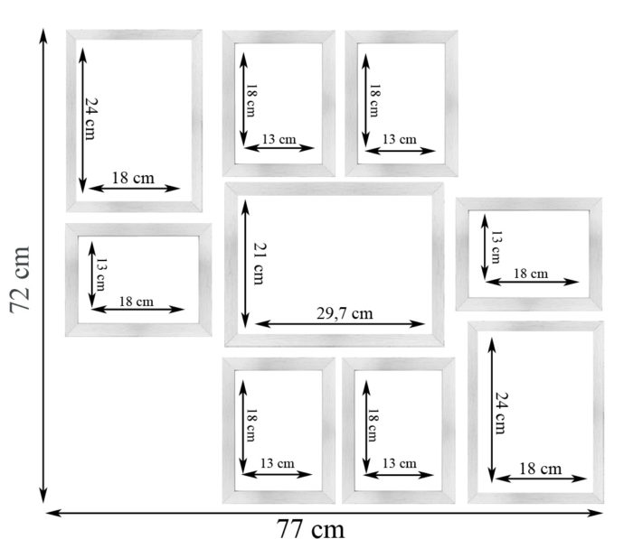 układ ramek wymiary
