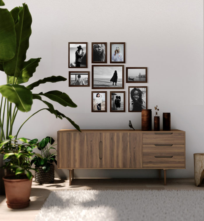 aranżacja wenge venge salon galeria ścienna