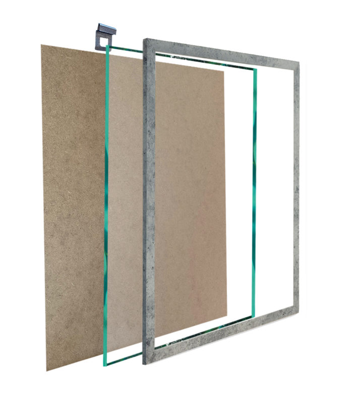 elementy ramki szkłoplecy zawieszka beton loft szara fotoramka