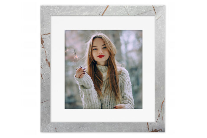 ramka szara kwadrat z passe partout szkło stojąca wisząca