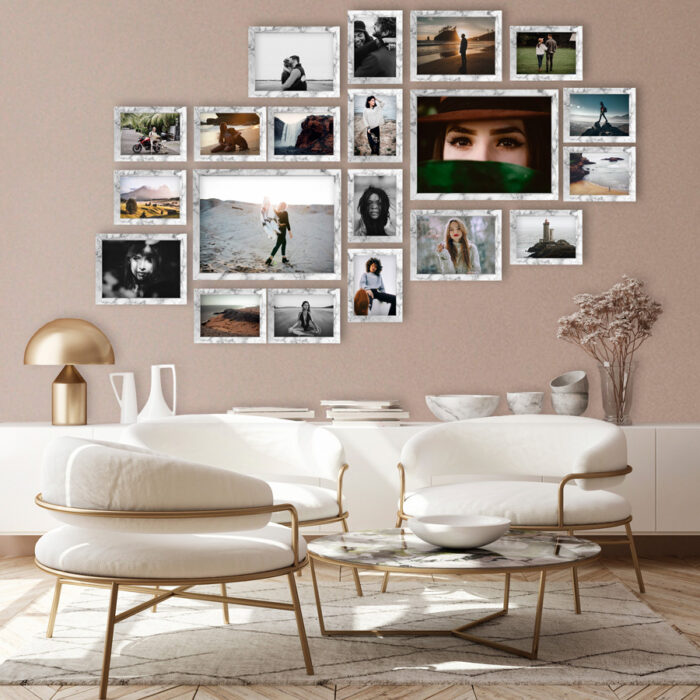 Multirama Lizbona marmur duży układ zestaw ramek na ścianę