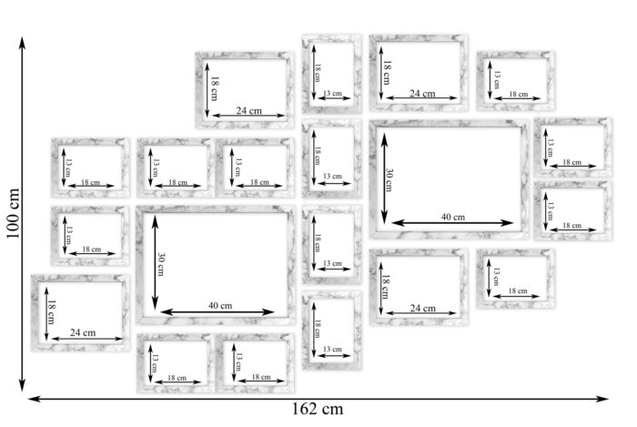 Multirama Lizbona marmur duży układ zestaw ramek na ścianę