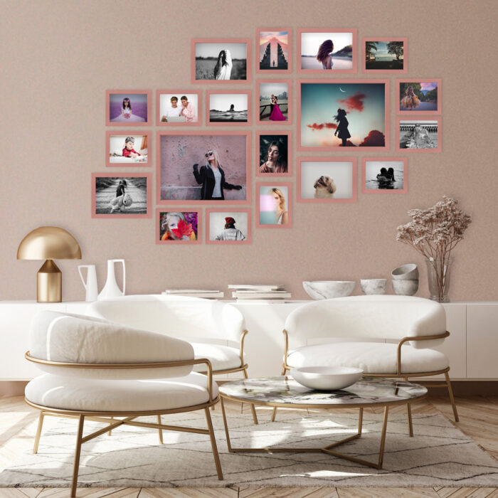 Multirama Lizbona pudrowy róż duży zestaw ramek