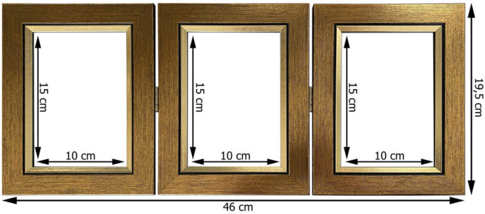 Zestaw3 ramek do postawienia Tokio złote na prezent, szyba, zawiaski