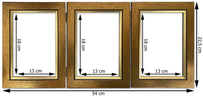 Zestaw3 ramek do postawienia Tokio złote na prezent, szyba, zawiaski