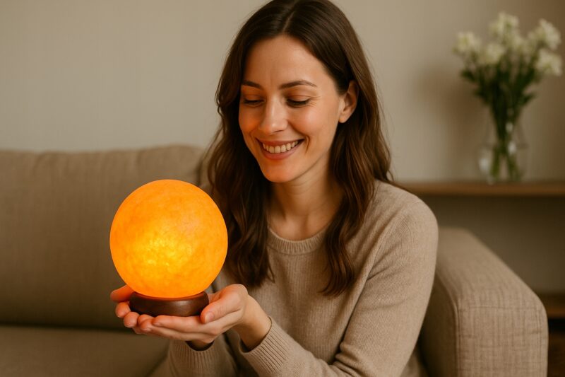 Lampa solna HIMALAJSKA 3-4 kg okrągła jonizator powietrza księżyc Luna - obrazek 12