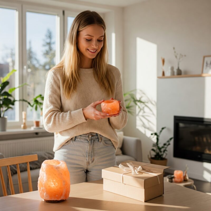 Świecznik solny naturalny sól HIMALAJSKA jonizator+ sojowa naturalna świeca - obrazek 10
