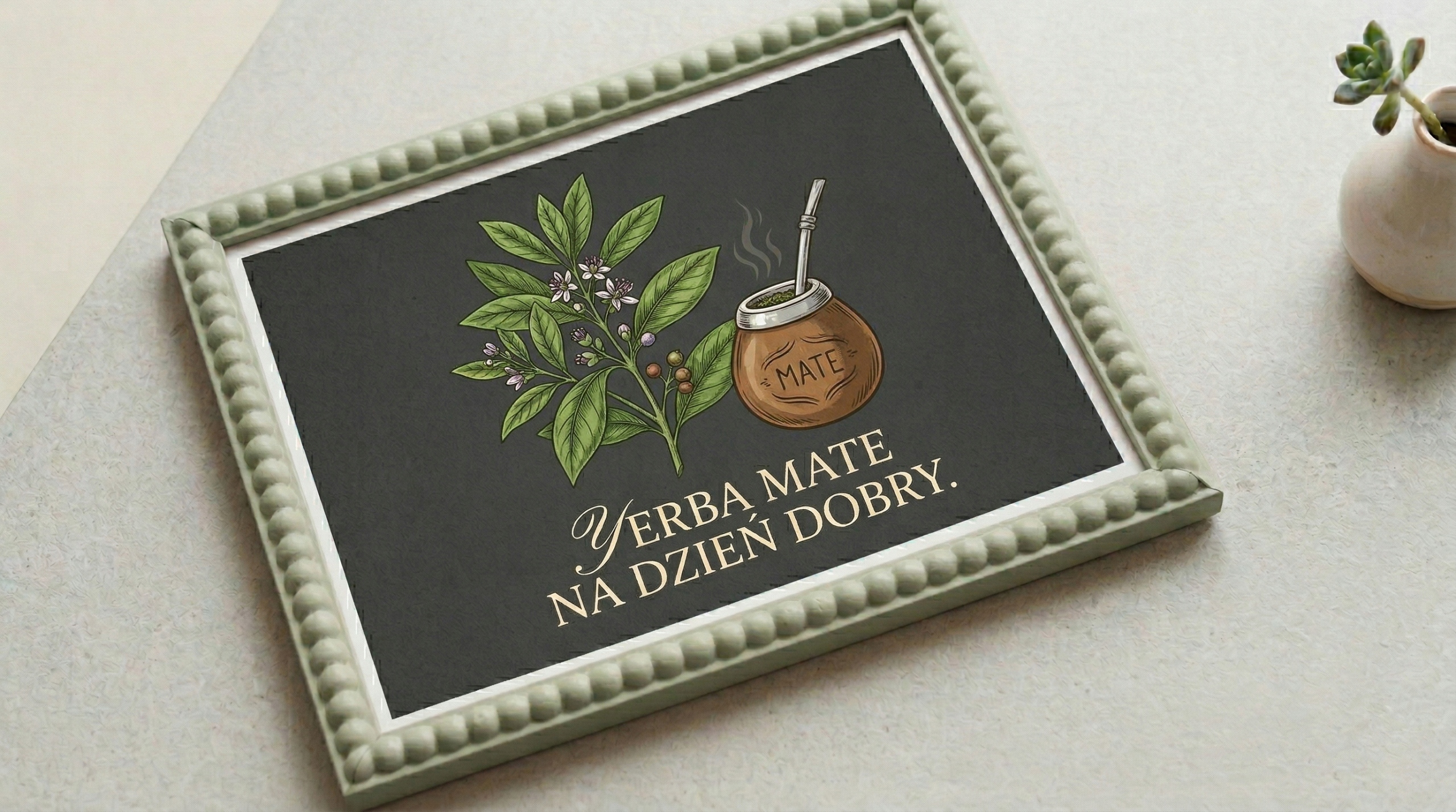 Ramka na zdjęcie z passe-partout Bobbin frame szałwia - obrazek 2
